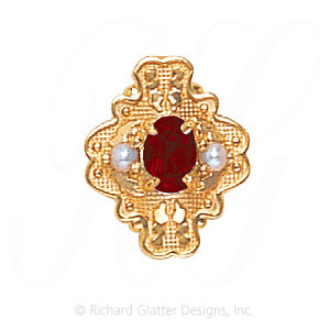 GS488 G/PL - 14 Karat Gold Slide with Garnet center and Pearl accents 